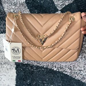 Valentino Orlandi Beige Quilted Shoulder Bag